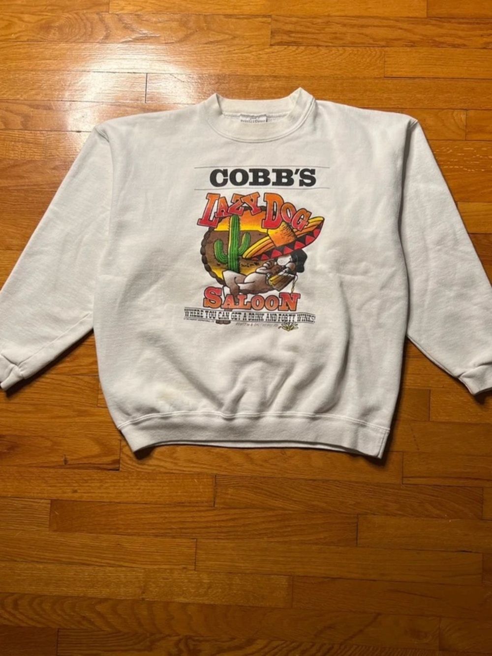 Lazy Dog Saloon Graphic White Crewneck Sweater